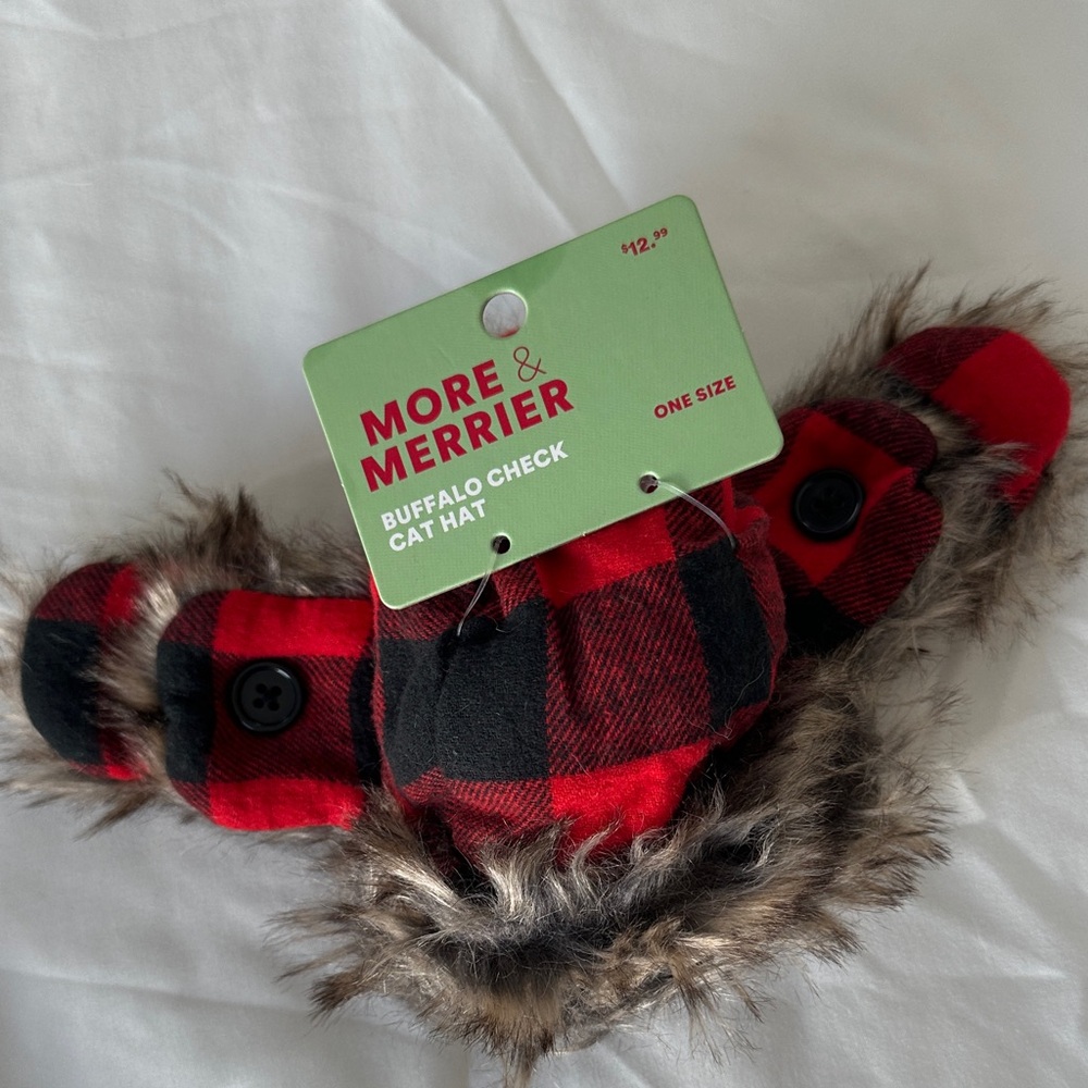 NWT Buffalo Check Cat Hat - Red and Black